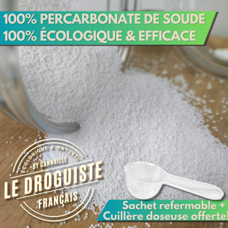 Percarbonate de Soude 1kg | Sachet refermable + Cuillère doseur | Nettoyant Écologique Multi-Usage - Blanchissant Linge,