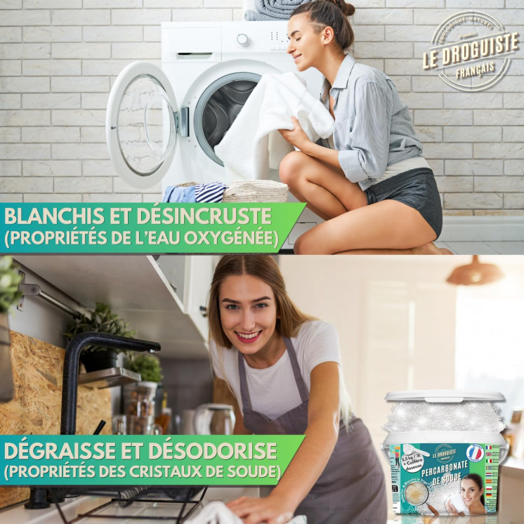 Percarbonate de Soude 5kg | Seau 5L refermable + Cuillère doseur | Nettoyant Écologique Multi-Usage - Blanchissant Linge,