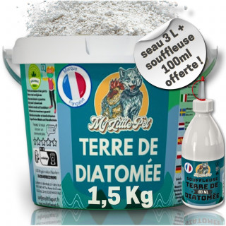 [Seau + Souffleuse] 1.5Kg 100% Terre de Diatomée Alimentaire Blanche | Terre de Diatomée Punaise de Lit | Poudre de Diatomée