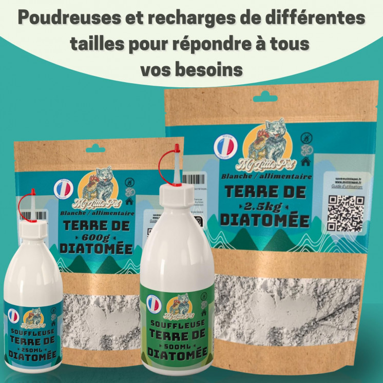[Seau + Souffleuse] 1.5Kg 100% Terre de Diatomée Alimentaire Blanche | Terre de Diatomée Punaise de Lit | Poudre de Diatomée
