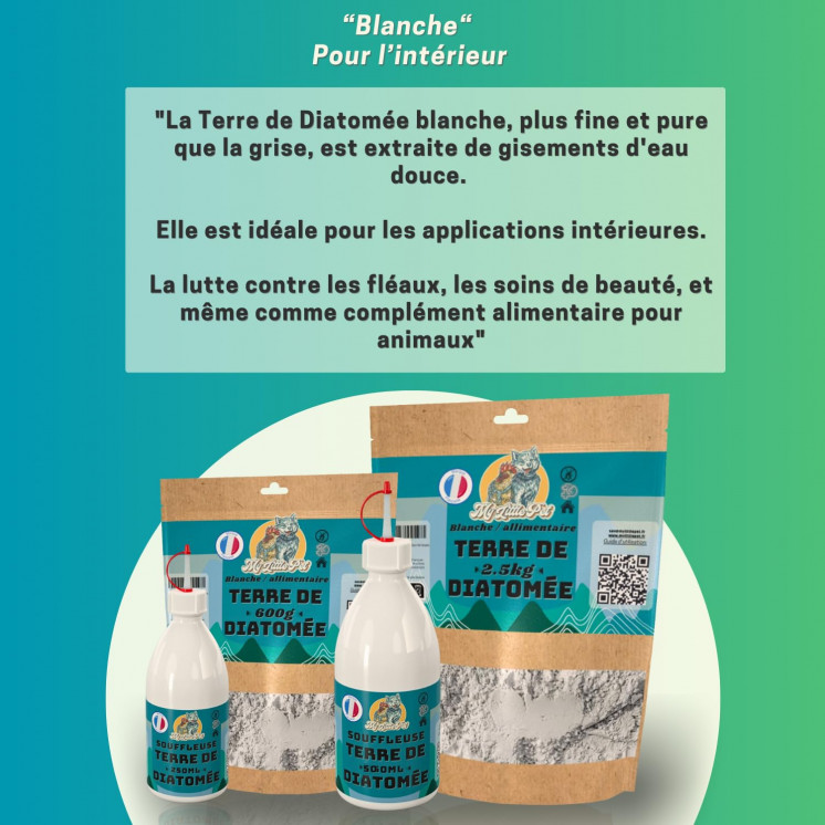 100% Terre de Diatomée Alimentaire Blanche | Terre de Diatomée Punaise de Lit | Poudre de Diatomée Cafard | Terre de Diatomée