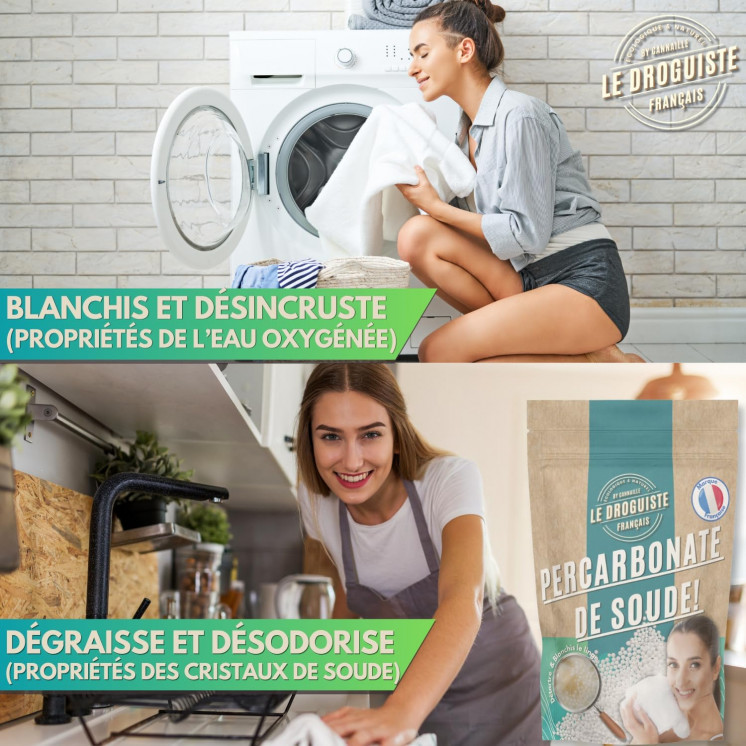2.5kg Percarbonate de Soude +/- 250 lavages | Doypack + Cuillère doseuse | Nettoyant Écologique Multi-Usage Blanchissant Linge