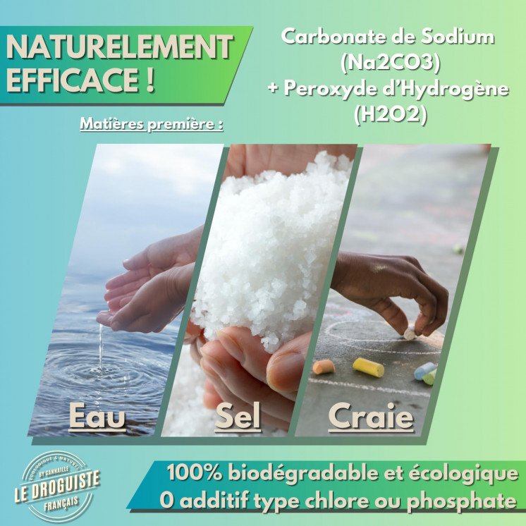 2.5kg Percarbonate de Soude +/- 250 lavages | Doypack + Cuillère doseuse | Nettoyant Écologique Multi-Usage Blanchissant Linge
